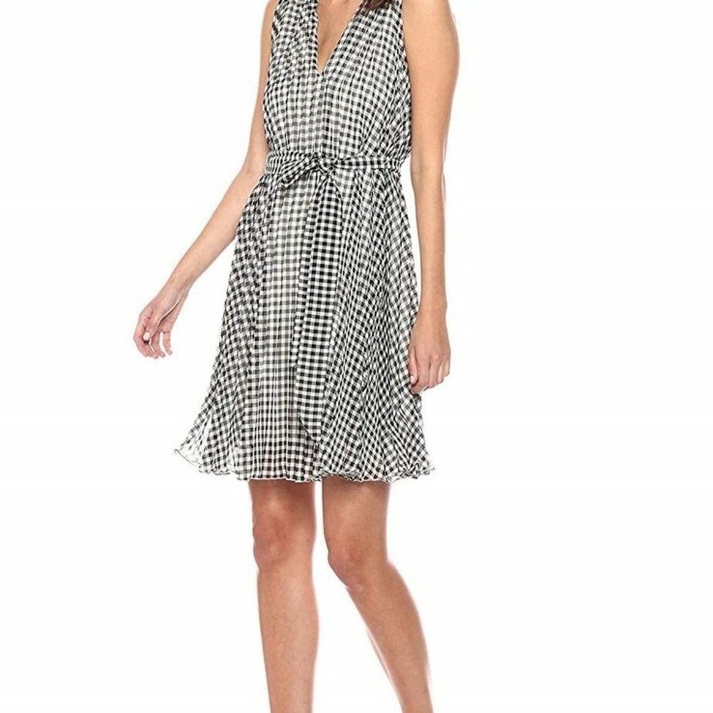 Max Studio Monochrome Check Midi Dress